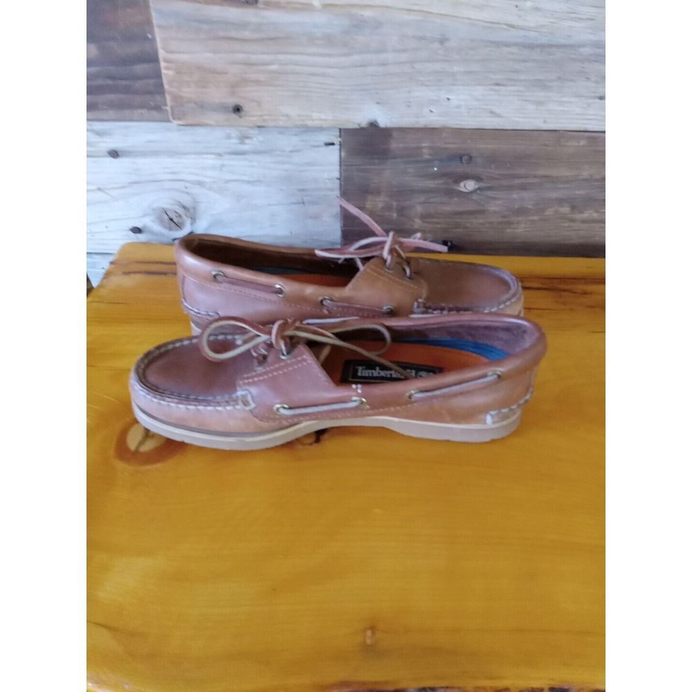 Timberland Boat Shoes Womens 5.5 Flats Slip On M3947R Brown Leather Moc Toe - Picture 6 of 9
